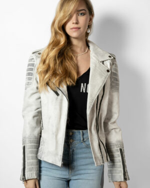 Giacca in pelle bianca Isis